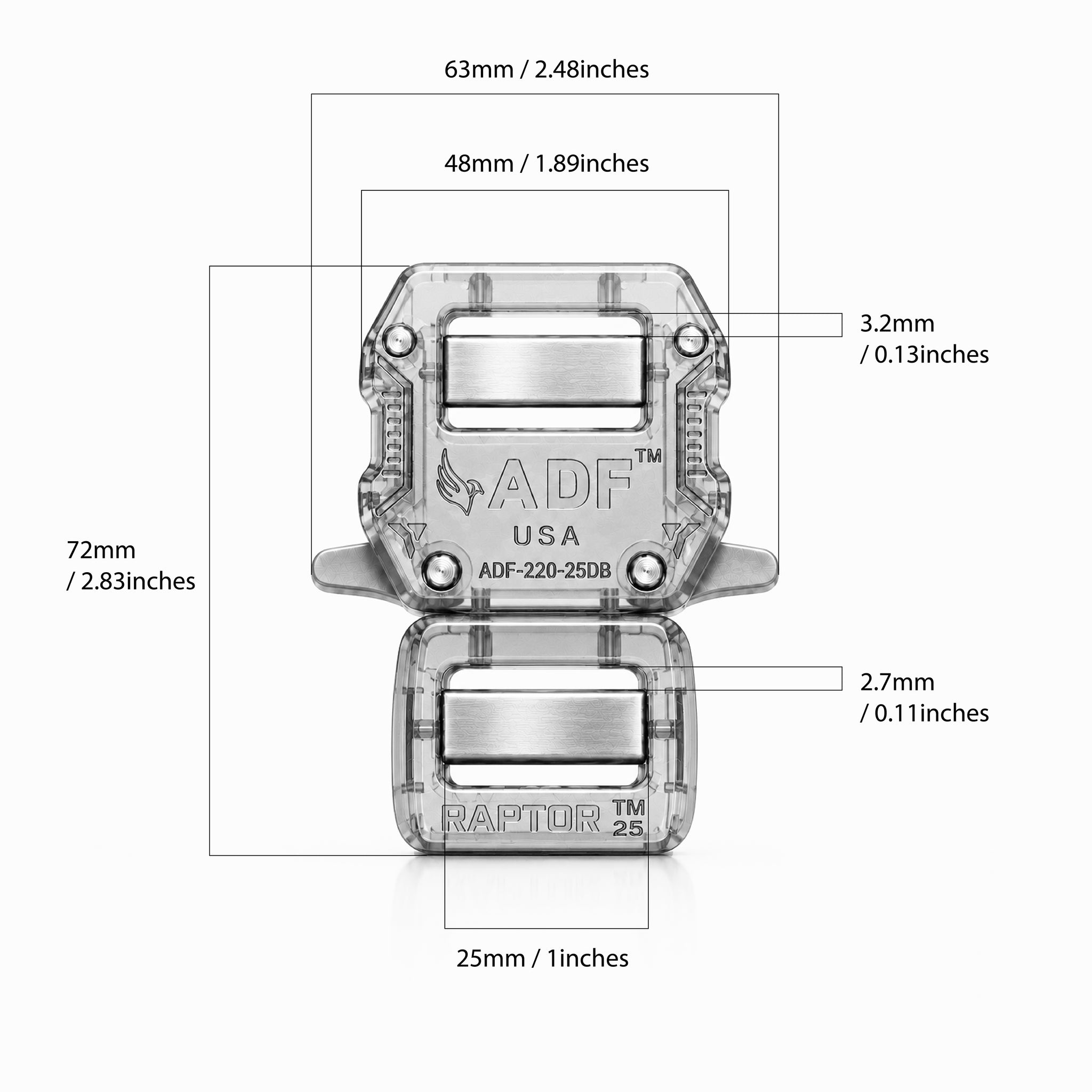 Gold Buckle Raptors ADF-220-25-DB-GLD RAPTOR™ 1.0
